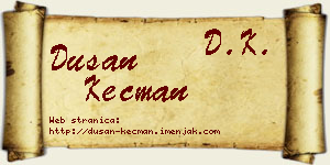 Dušan Kecman vizit kartica